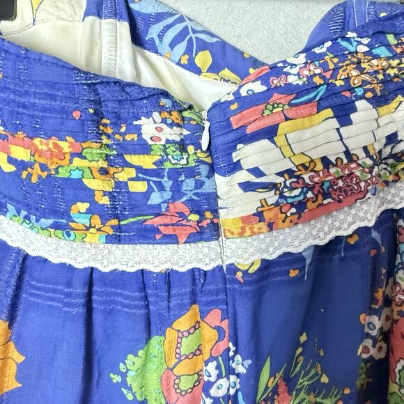Shoshanna Dress Floral Blue Strapless Lined Cotton Silk Blend Mini Dress Women 2 - Picture 6 of 12